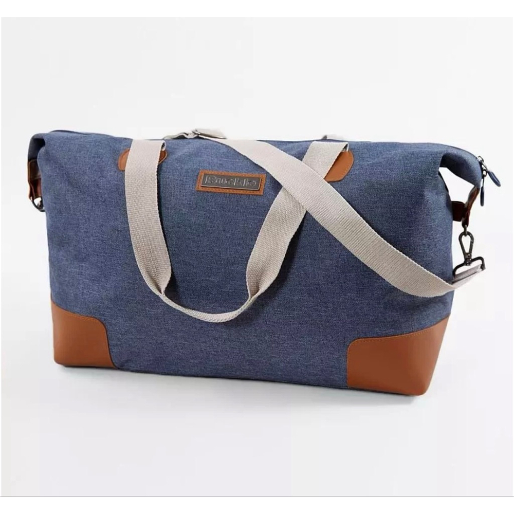 Buckle Overnight Weekender Bag Blue Canvas Travel Airplane Vacation Trip